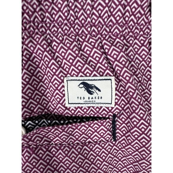 Ted Baker London Men's 7 = US 40 Basket Lined Swim Trunks Pink Geometric EUC - Picture 8 of 16